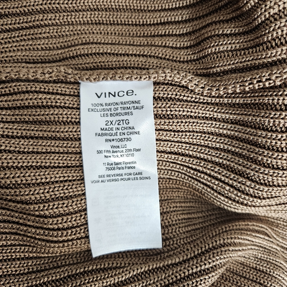 Vince Ribbed Button Up Cardigan In Chestnut Size 2X - Picture 8 of 9